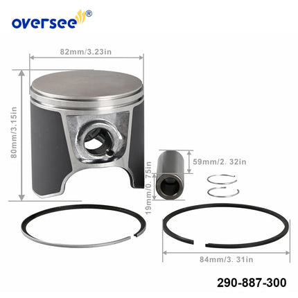290-887-300 STD Piston Set with Rings for PWC SeaDoo 787 800 GSX /GTX /XP /GSX RFI Outboard Engine