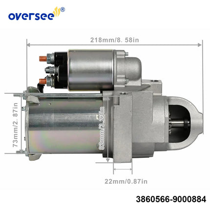 50-864340A2 Starter Motor for Mercury 454 496 502 MAG  OMC / Volvo Penta 7.4L / 8.1L / 8.2L 3885317 3860764 9000884