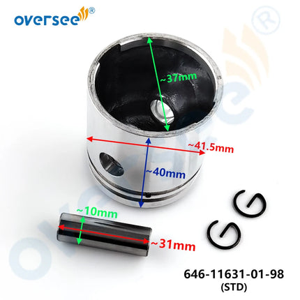 646-11631 Piston Kit STD for Yamaha 2HP 2-Stroke Outboard Engine 646-11631-01-98