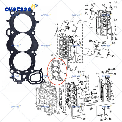 2pcs 6CB-11181-00 Cylinder Head Gasket for Yamaha F200-225-250-300HP Outboard Engine 6CB-11181-00-00