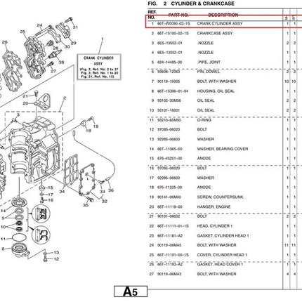 66T-W0090-02-1S Cylinder Head Assy for Yamaha 2 Stroke 40HP E40X Outboard Engine