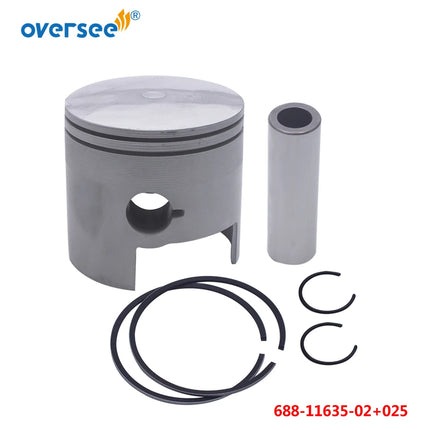 6H1-11635-03-00 Piston Kit +025 with Piston Ring For Yamaha Outboard 2T 75HP 85HP 90HP Engine Parsun T85 Oversize 688-11635
