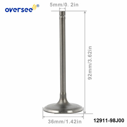 12911-98J00 Intake Valve for Suzuki 4 Stroke DF150-300 Outboard Engine 12911-98J00-000