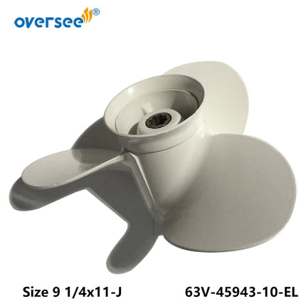 OVERSEE 63V-45943-10-EL-00 63V-45943-01-EL Aluminum Propeller Size 9 1/4x11-J  for Yamaha Outboard Motor 9.9HP 15HP