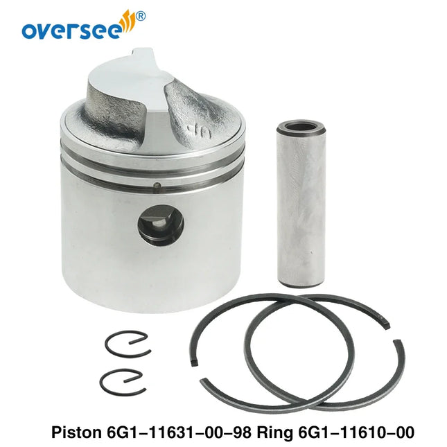 6G1-11631 6G1-11610 Piston with Ring STD Kit For Yamaha Outboard Motor 2T 6HP 8HP 6G1-11631-00-98 6G1-11610-00 50mm Marine Parts