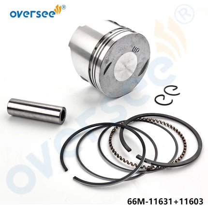 66M-11631 Piston Set STD with Rings for Yamaha 9.9HP 15HP 4-Stroke 66M Serial Outboard Engine 66M-11631-00-96