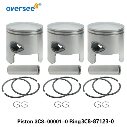 3C8-00001 STD Piston Set With Ring For Tohatsu 2T M40D 40HP Outboard Engine Mercury Mariner 3Cyl 779-9615
