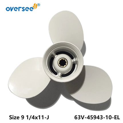OVERSEE 63V-45943-10-EL-00 63V-45943-01-EL Aluminum Propeller Size 9 1/4x11-J  for Yamaha Outboard Motor 9.9HP 15HP