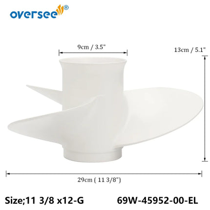 Boat Propeller 69W-45952-00-EL (Type G) 11 3/8" x 12" for Yamaha 25-60HP Outboard Motor Parts 69W-45952-00