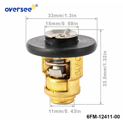 6FM-12411 Thermostat 60℃ for Yamaha 4-Stroke 20HP 25HP F20F F20G F25G Outboard Engine