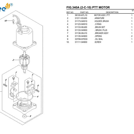 38100-87L10 Trim Motor 12V For Suzuki Outboard Motor DF70 DF85 DF90 with Round Wire Socket 38100-87L00;38100-87L03;38100-87L04