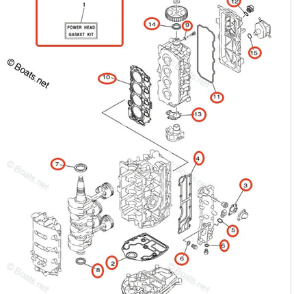 6C5-W0001-01-00 Power Head Gasket Kit for Yamaha F50 F60 50HP 60HP Outboard Engine 6C5-W0001-00-00 6C5-W0001-02-00
