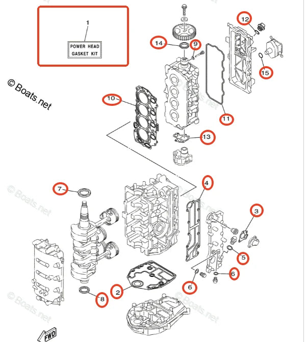 6C5-W0001-01-00 Power Head Gasket Kit for Yamaha F50 F60 50HP 60HP Outboard Engine 6C5-W0001-00-00 6C5-W0001-02-00