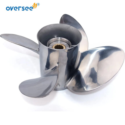 4 Blades Stainless Steel Boat Propeller for Mercury 13 Diameter x 19 Pitch 15 Spline Tooth 40-140 HP Outboard Engines Motor Prop