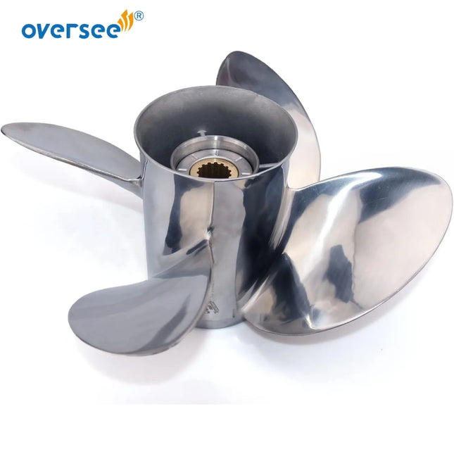 4 Blades Stainless Steel Boat Propeller for Mercury 13 Diameter x 19 Pitch 15 Spline Tooth 40-140 HP Outboard Engines Motor Prop