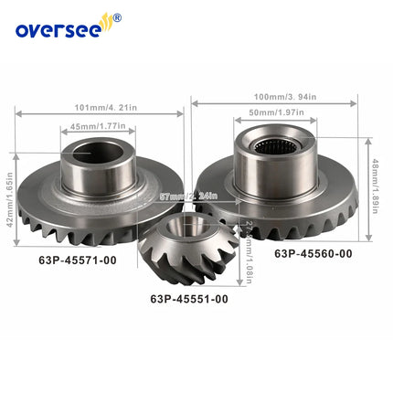 63P-45560 63P-45571 63P-45551 Gear Kit For Yamaha 150HP F150TLRD 4T Outboard Engine