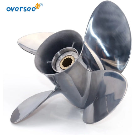 4 Blades Stainless Steel Boat Propeller for Mercury 13 Diameter x 19 Pitch 15 Spline Tooth 40-140 HP Outboard Engines Motor Prop