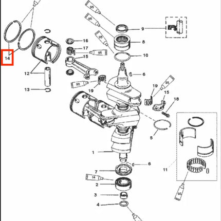 39-822321A12 Piston Ring STD For Mercury Mercruiser 2T 75-200HP Outboard Engine 18-3982 39-824905A12 39-822321A8 9-54225
