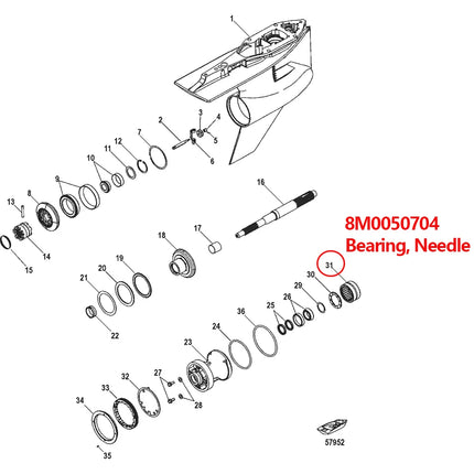 8M0050704 Roller Bearing For Mercury Mariner 4 Stroke 200 225 275 300 350 450HP Outboard Engine 31-8M0050704
