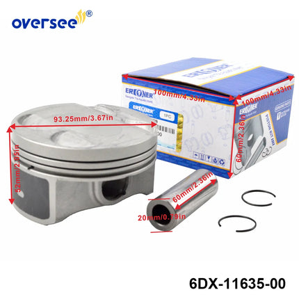 6DX-11635-00 & 6DX-11645-00 Piston Set +0.25mm for Yamaha Waverunner F250 Outboard Engine