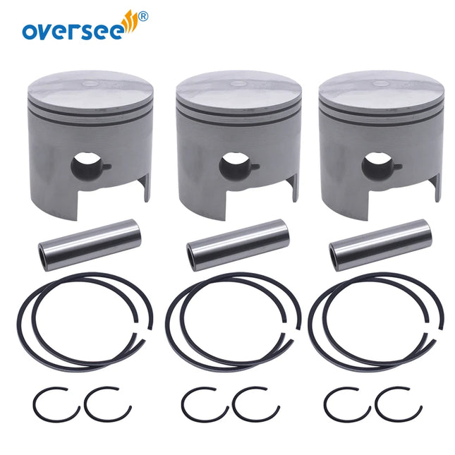 6H1-11635-03-00 Piston Kit +025 with Piston Ring For Yamaha Outboard 2T 75HP 85HP 90HP Engine Parsun T85 Oversize 688-11635