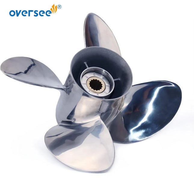 4 Blades Stainless Steel Boat Propeller for Mercury 13 Diameter x 19 Pitch 15 Spline Tooth 40-140 HP Outboard Engines Motor Prop