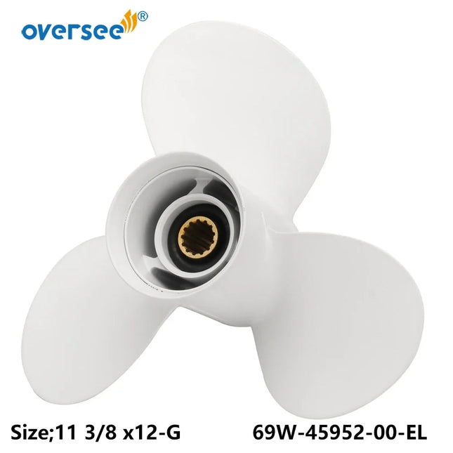 Boat Propeller 69W-45952-00-EL (Type G) 11 3/8" x 12" for Yamaha 25-60HP Outboard Motor Parts 69W-45952-00