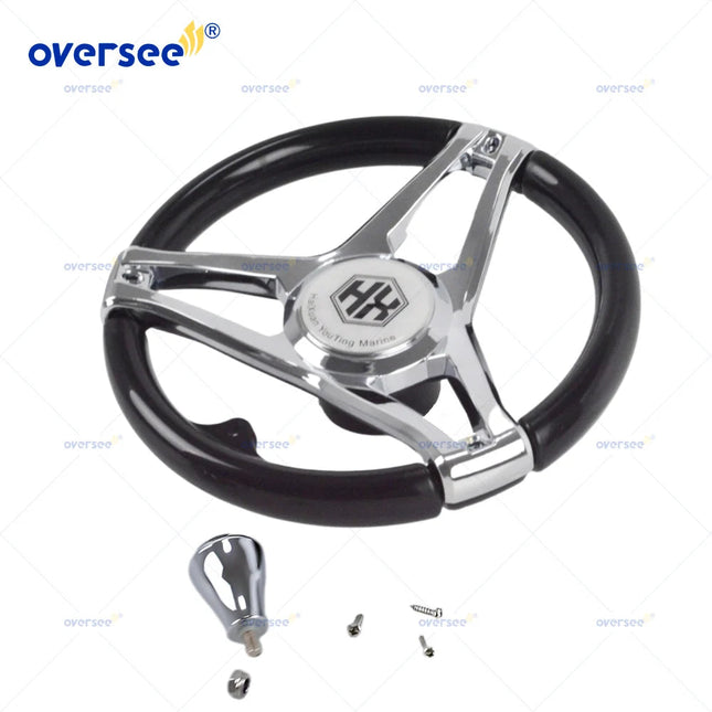 Marine Stainless Steel Steering Wheel for Boats, Yachts, Pontoon Boats Outboard Black