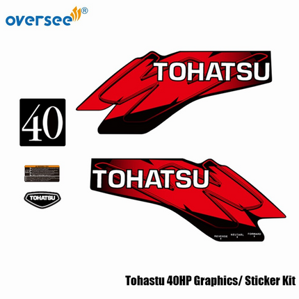 Outboard Tohastu 40HP Decals Graphics /Sticker Kit For Top Cowling Marine Vinyl