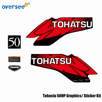 Outboard Tohastu 50HP Decals Graphics /Sticker Kit For Top Cowling Marine Vinyl