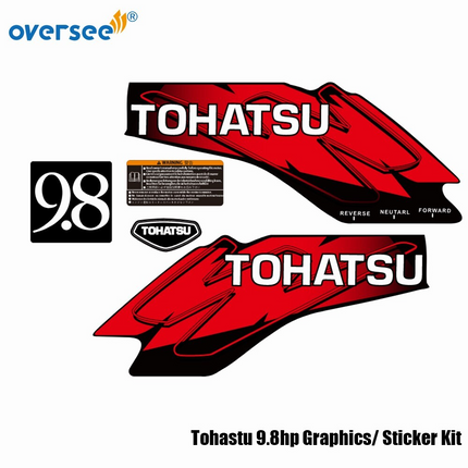 Outboard Tohastu 9.8hp Decals Graphics /Sticker Kit For Top Cowling Marine vinyl