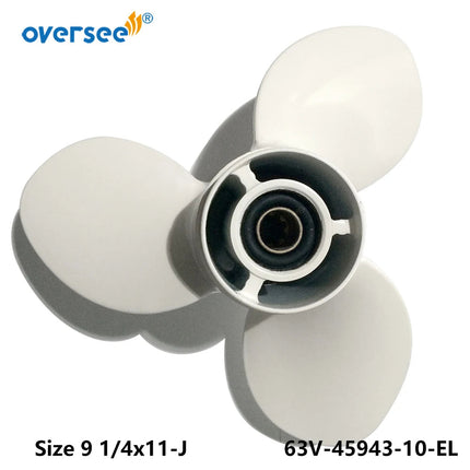 OVERSEE 63V-45943-10-EL-00 63V-45943-01-EL Aluminum Propeller Size 9 1/4x11-J  for Yamaha Outboard Motor 9.9HP 15HP