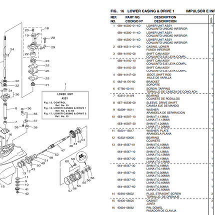 6B4-45300-01-4D (S) Conjunto de unidad inferior corto para fueraborda Yamaha 2 Storke 9,9 15HP